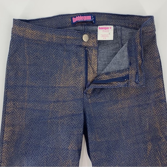 Bubblegum Gold Coated Reptile Print Slim Straight Mid Rise Jeggings, 9/10 - Picture 5 of 16